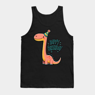 Kawaii Happy Birthday Dinosaur Brontosaurus Party Tank Top